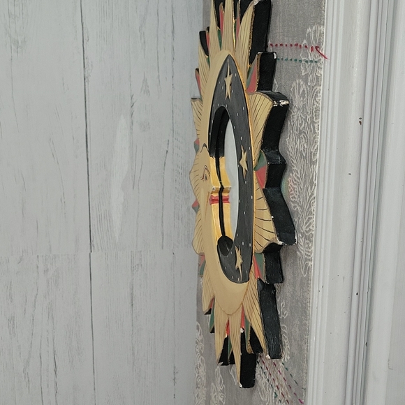 Vintage | Artist Signed Celestial Hand Painted Sun Moon & Stars Mirror - Picture 6 of 14
